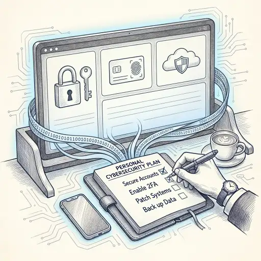 sketch depicting the creation of a personal cybersecurity plan