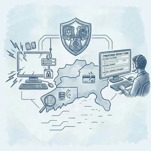 sketch depicting how to report cybercrime ct ny